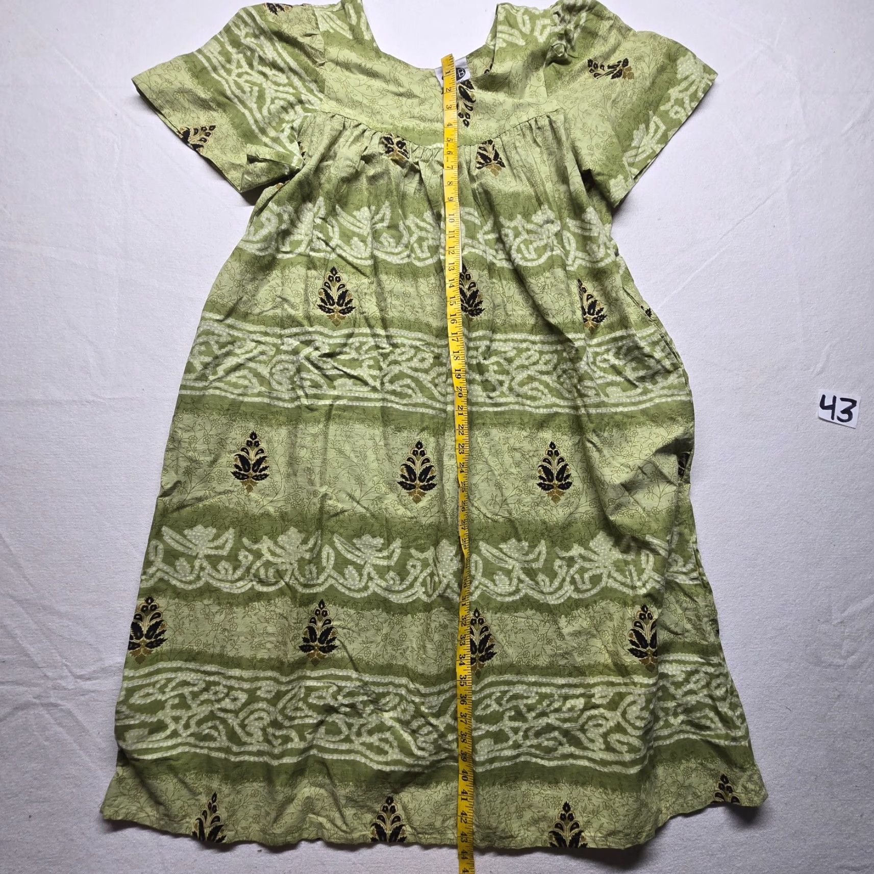Vintage VINTAGE Meant to Be Floral Green Shift Dress Short Sleeve Pockets Adult Women's L Size 36" / US 14 / IT 50 - 7 Thumbnail