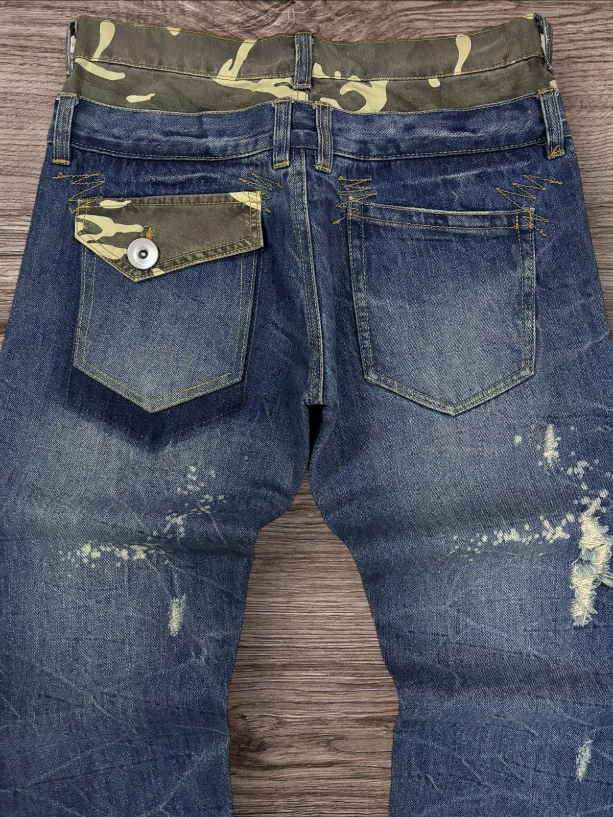 Jun Takahashi Japan Camo Undercover Inspired Grunge Ripped Jeans Size US 30 / EU 46 - 6 Thumbnail