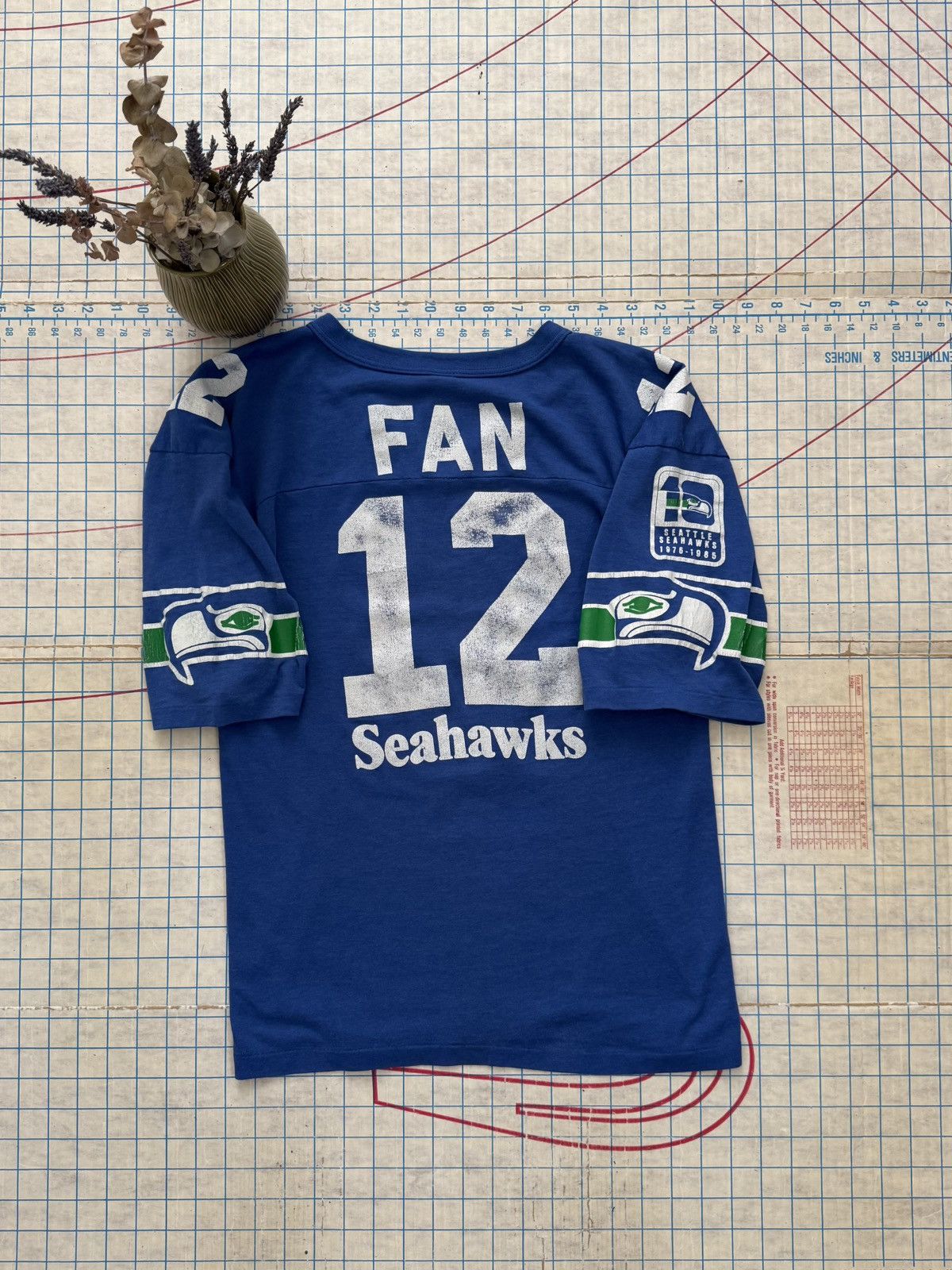 NFL × Vintage Vintage Seattle Seahawks Fan #12 V Neck Tee Fits Small Blue Size US S / EU 44-46 / 1 - 2 Thumbnail