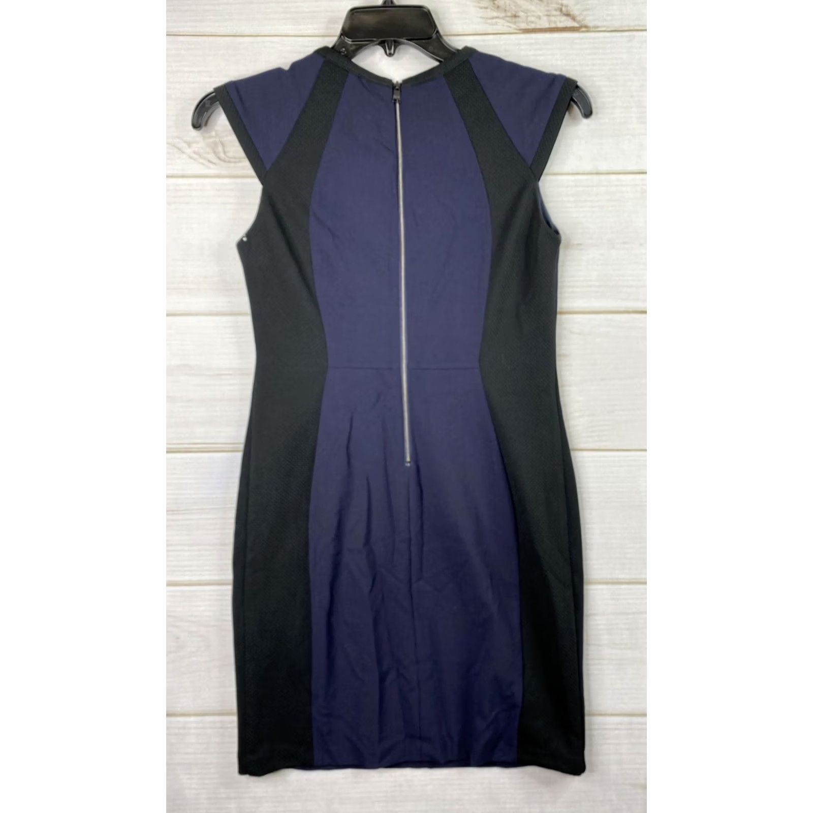 Andrew Marc Andrew Marc Dress Colorblock Midi Sheath 8P Petite Cap Sleeve Knit Polyester Rayon Spandex Size M / US 6-8 / IT 42-44 - 8 Thumbnail