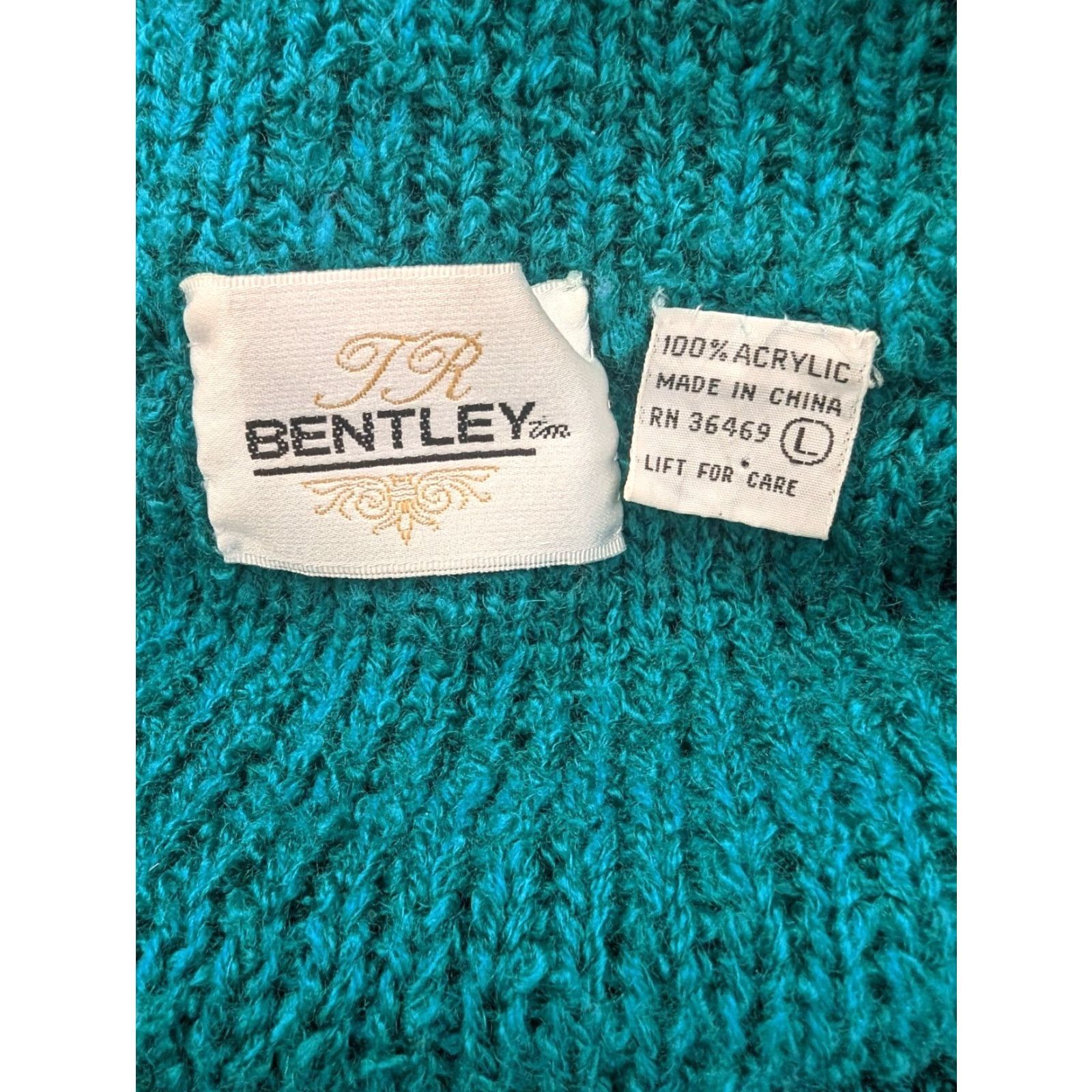 Altea VINTAGE Teal Green Cardigan Sweater Women's Large S12 Relaxed Oversized 80s Open Pockets Lightweight Knit Casual Fall Winter Size L / US 10 / IT 46 - 3 Thumbnail