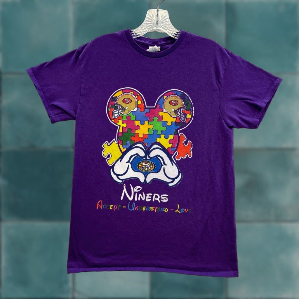 Delta Autism Speaks San Francisco 49ers Disney T-Shirt M Purple Mickey Mouse NFL Unisex Shirt Medium Size US M / EU 48-50 / 2 - 1 Thumbnail