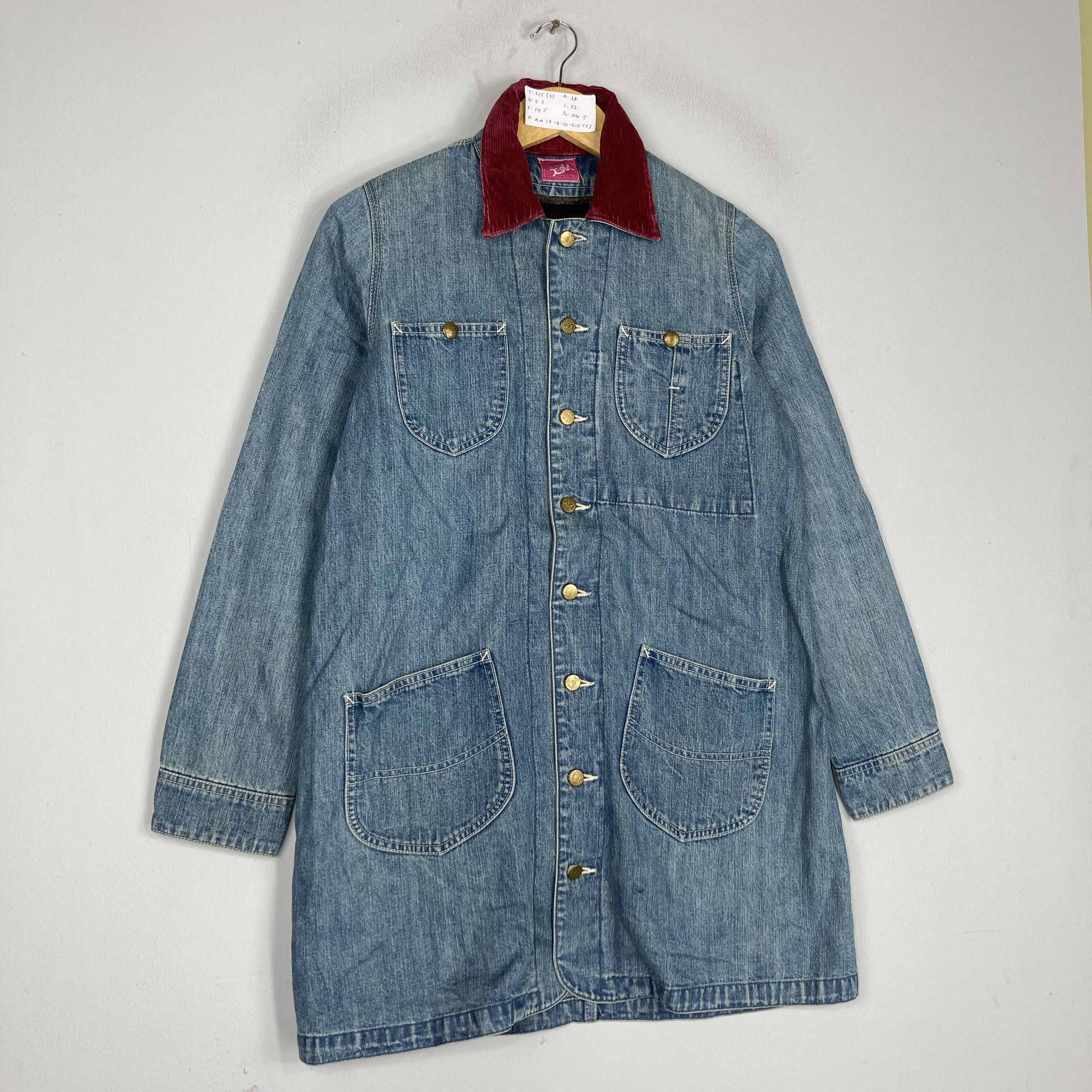 Japanese Brand Vintage X-GIRL x LEE Union Made Trench Denim Chore Jacket Size US S / EU 44-46 / 1 - 4 Thumbnail