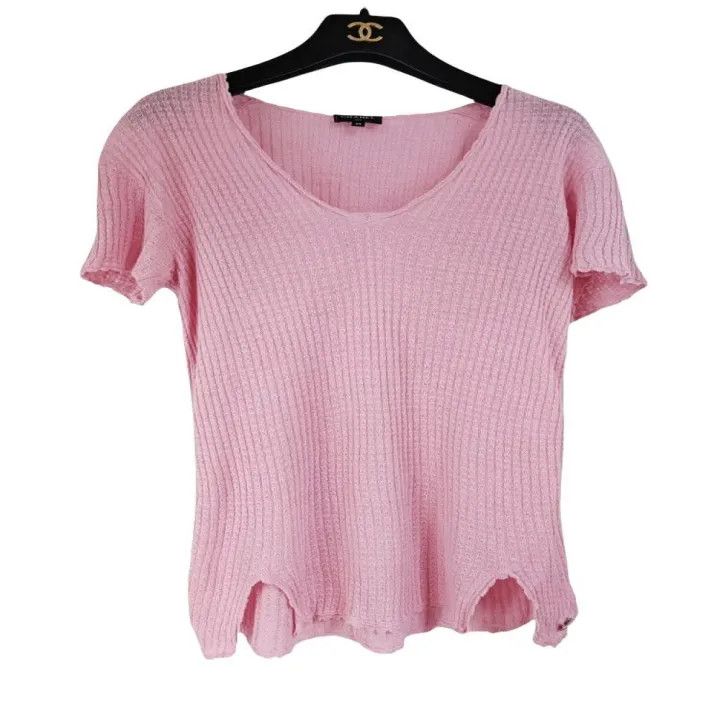 Chanel Chanel Pink Short Sleeve Knit Top 0079 Size XS / US 0-2 / IT 36-38 - 1 Thumbnail
