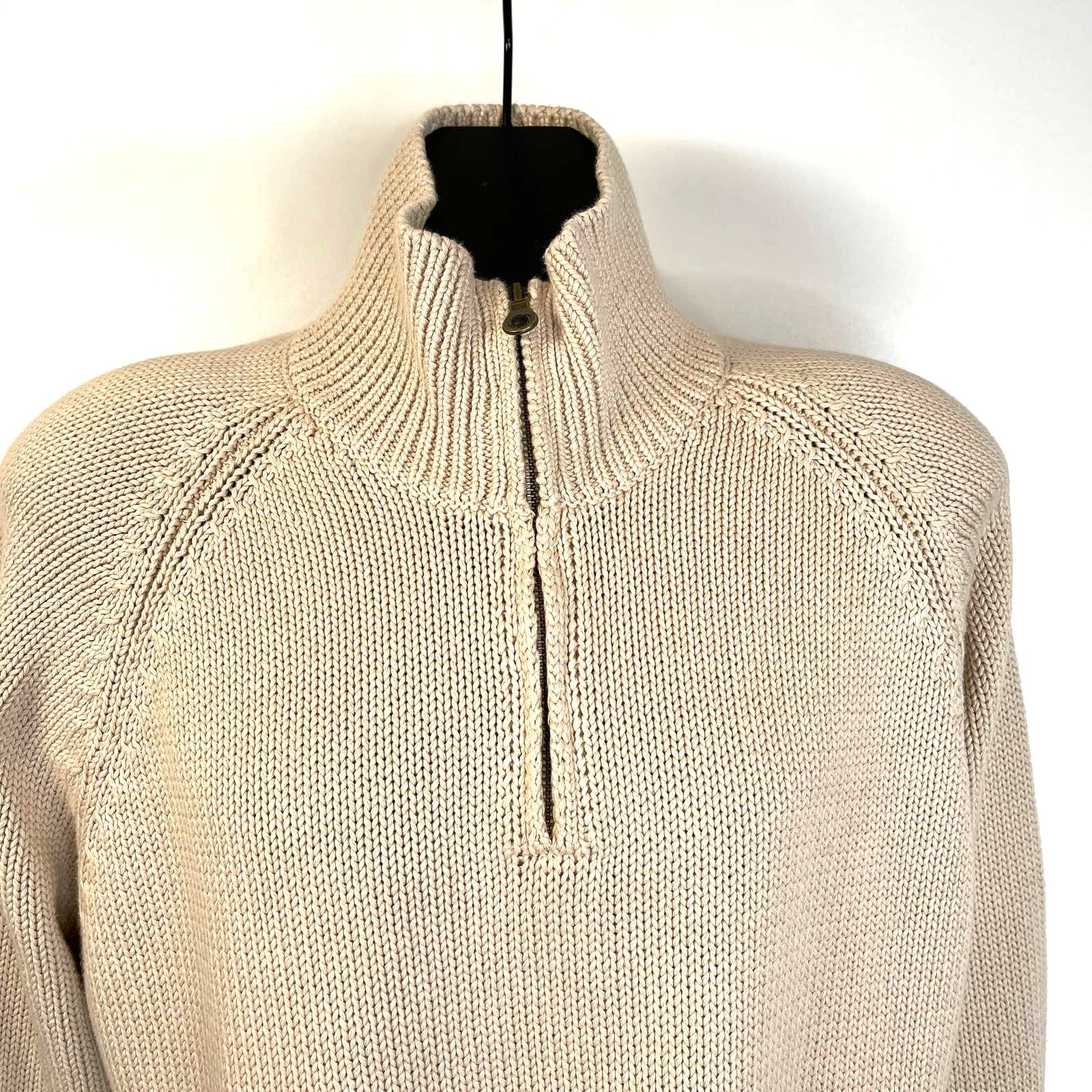 Lands' End Lands' End Cotton Knit Pullover Quarter Zip Wool Free Size US L / EU 52-54 / 3 - 4 Thumbnail