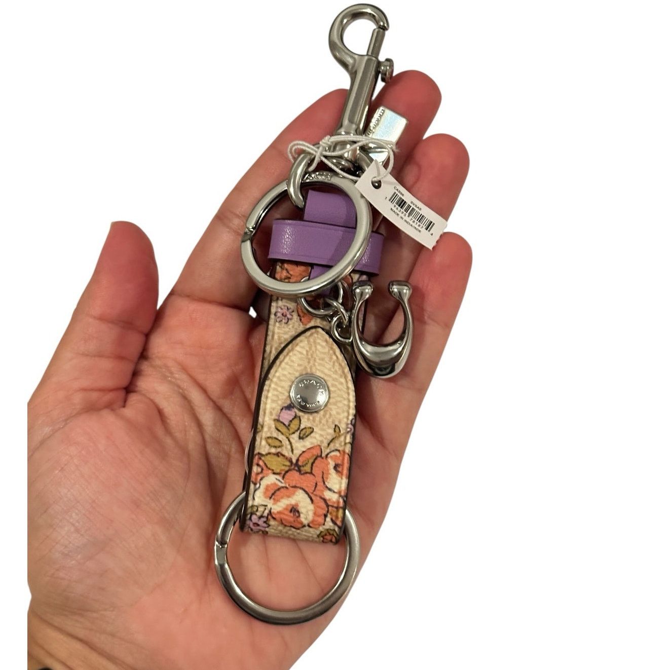 Coach Coach Trigger Snap Bag Charm With Floral Print Vale Key Size ONE SIZE - 4 Thumbnail