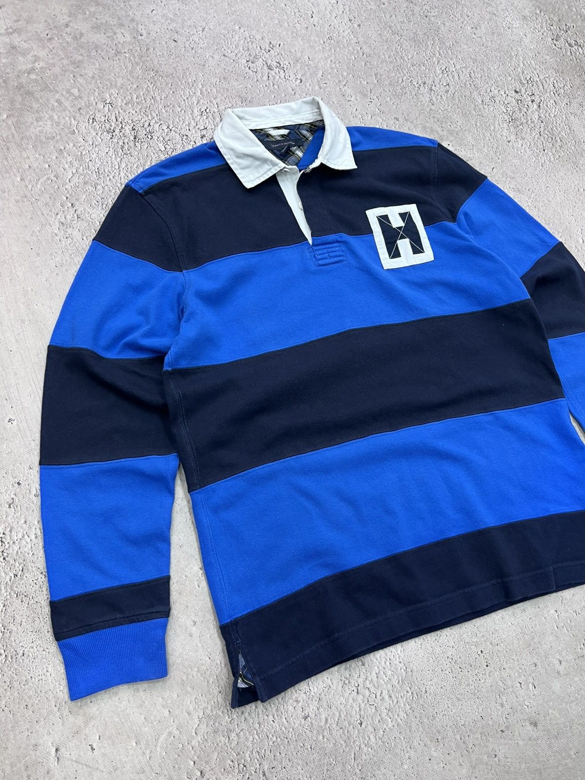 Tommy Hilfiger × Vintage Vintage TOMMY HILFIGER Rugby Striped Sweatshirt M494 Size US M / EU 48-50 / 2 - 6 Thumbnail