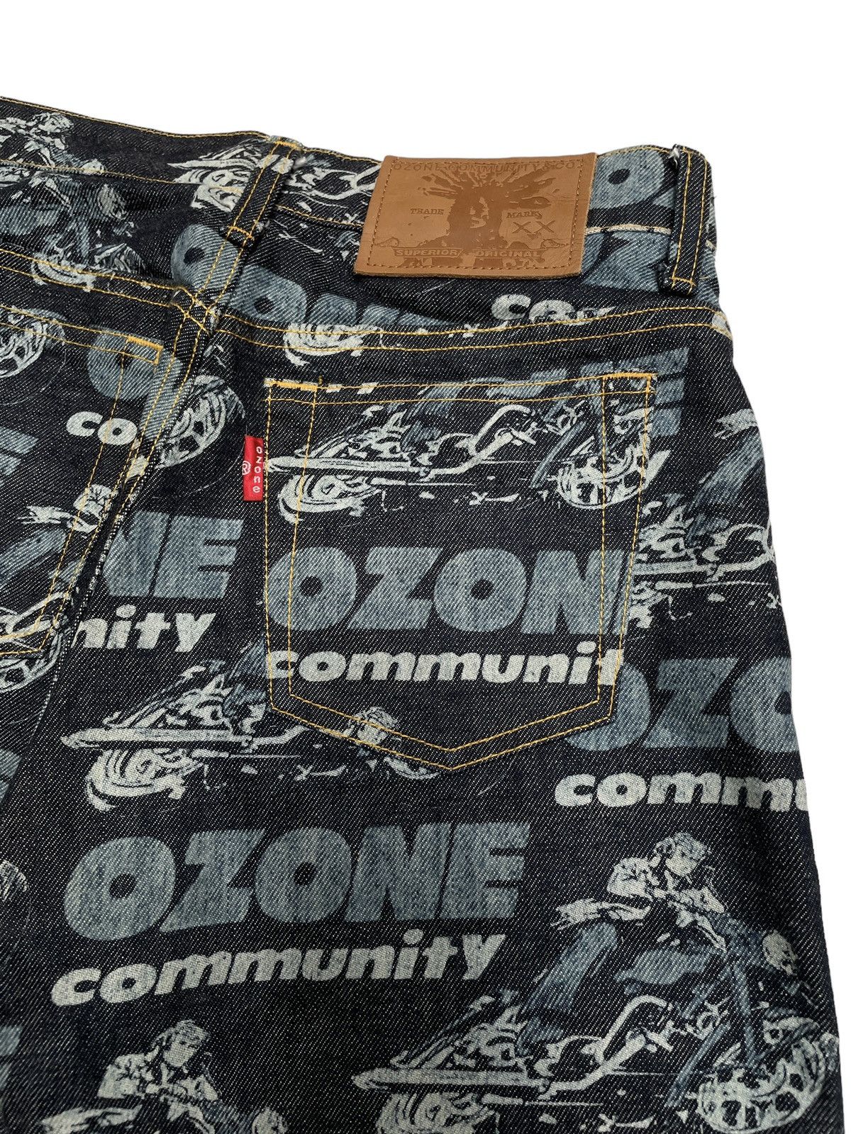 If Six Was Nine × Japanese Brand × Le Grande Bleu (L.G.B.) Very Rare Vintage Brand Ozone Full Print Flared Jeans 1990s Size US 26 / EU 42 - 10 Thumbnail