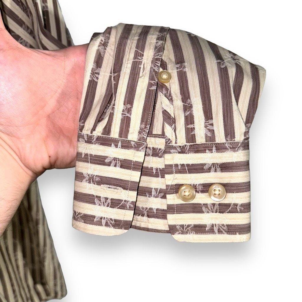 Tommy Bahama Tommy Bahama Tan Striped Silk L/S Button Down Shirt Size M Size US M / EU 48-50 / 2 - 5 Thumbnail