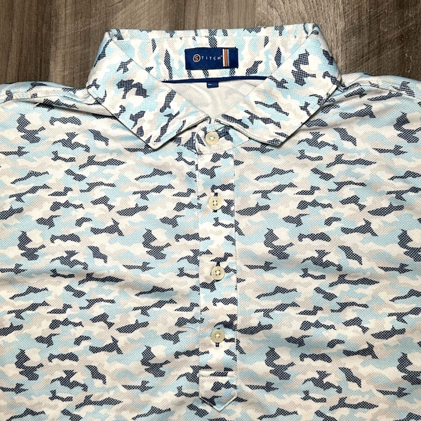 Vintage Stitch Polo Shirt Men L White Camouflage Dallas Athletic Club Medium/Large Size US L / EU 52-54 / 3 - 5 Thumbnail