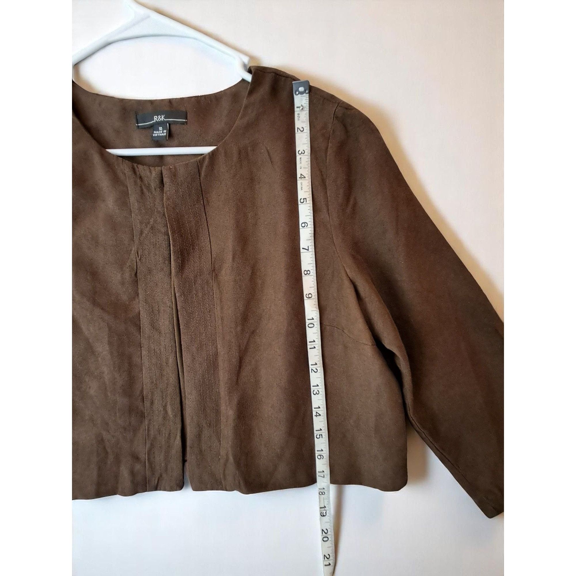 Designer R & K Originals Women's Brown Faux Suede Jacket – Size 10, N Size L / US 10 / IT 46 - 6 Thumbnail
