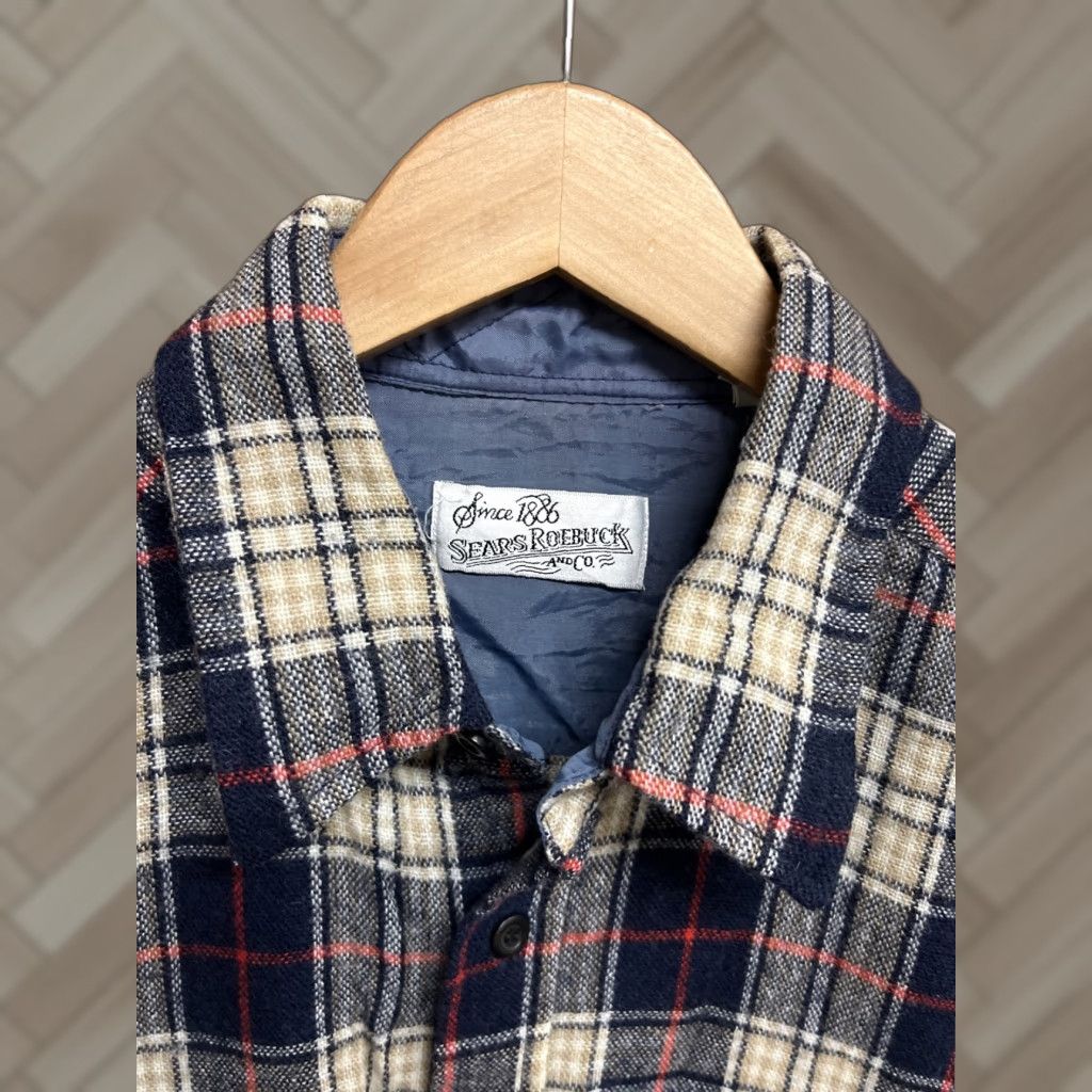 Sears VINTAGE Roebuck & Co. Button-Up Shirt Men L Plaid Brown Cotton Flannel Collared Long Sleeve Cowboy Western Ranch Rodeo Rockabilly Size US L / EU 52-54 / 3 - 1 Thumbnail