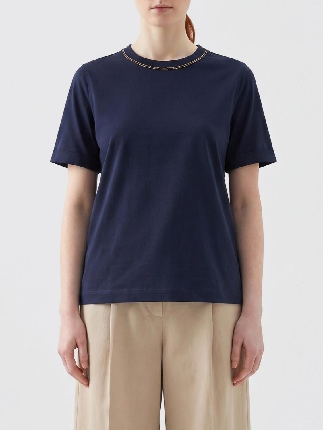 Brunello Cucinelli Brunello Cucinelli T-Shirt Woman Blue Size S / US 4 / IT 40 - 1 Thumbnail