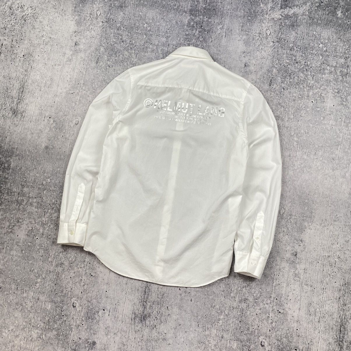 Helmut Lang Helmut Lang Silver Back Print Shirt White Classic Men Size M Size US M / EU 48-50 / 2 - 2 Thumbnail