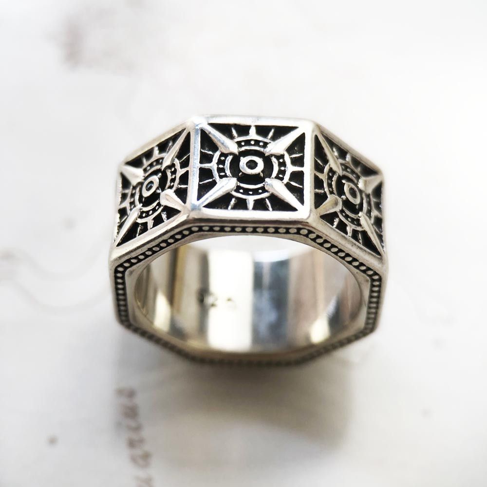Jewelry × Vintage SIZE 10 Compass Angular 925 Sterling Silver Ring Size ONE SIZE - 1 Thumbnail