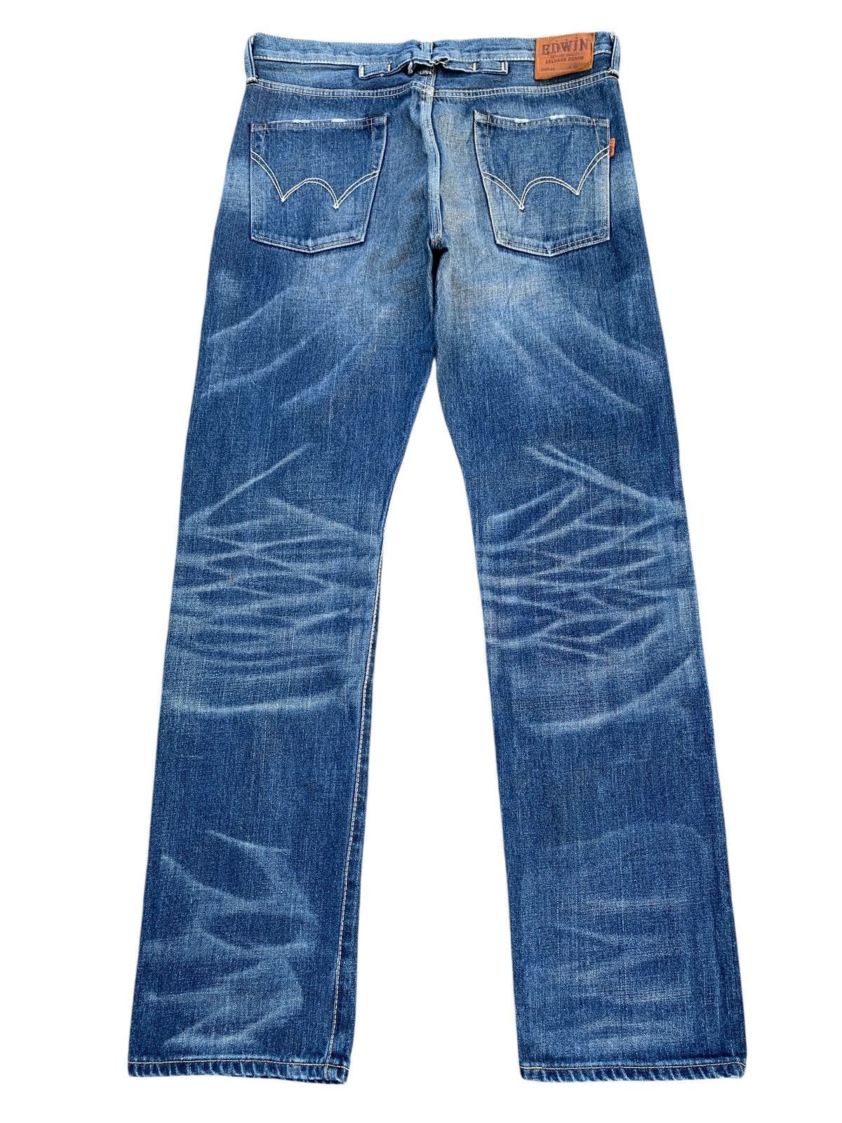 Kapital VINTAGE EDWIN 505zx SELVEDGE BUCKLE BACK DISTRESSED DENIM Size US 35 - 1 Thumbnail