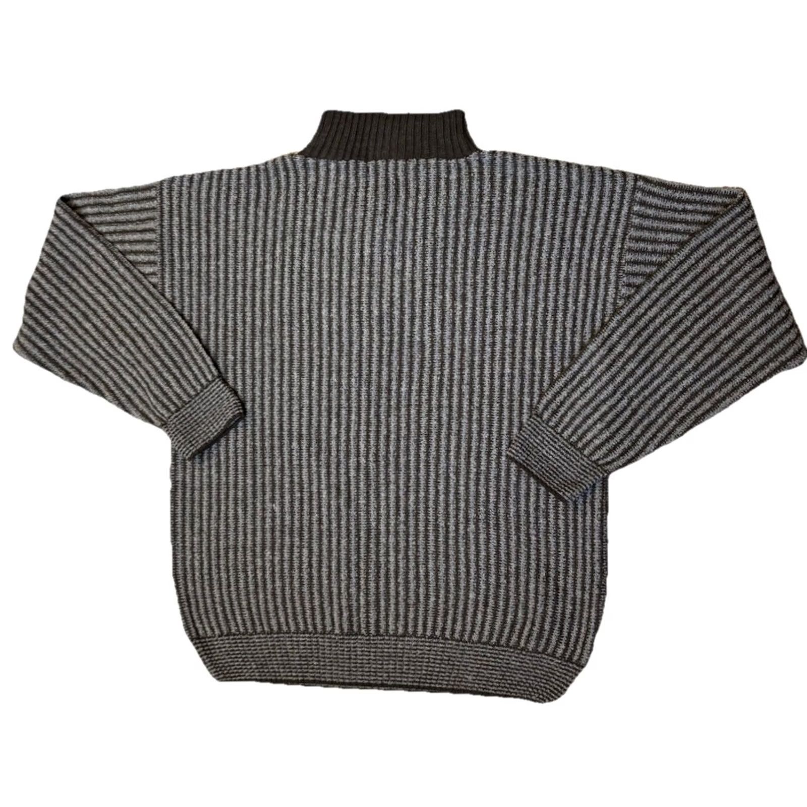 Alfani VINTAGE Alfani Wool Blend Quarter Zip Sweater Mens Large Mock Neck Pullover Knit Academia 80s 90s College University Comb Size US L / EU 52-54 / 3 - 4 Thumbnail