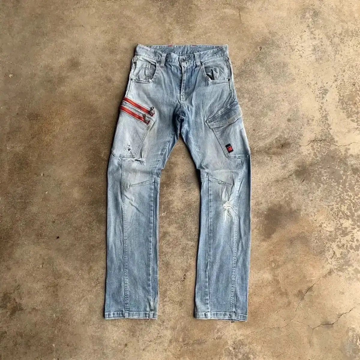 Vintage DISTRESSED DENIM TROUSERS HUMMER CURVE LEGS JEAN FADED PANTS Size US 29 - 3 Thumbnail