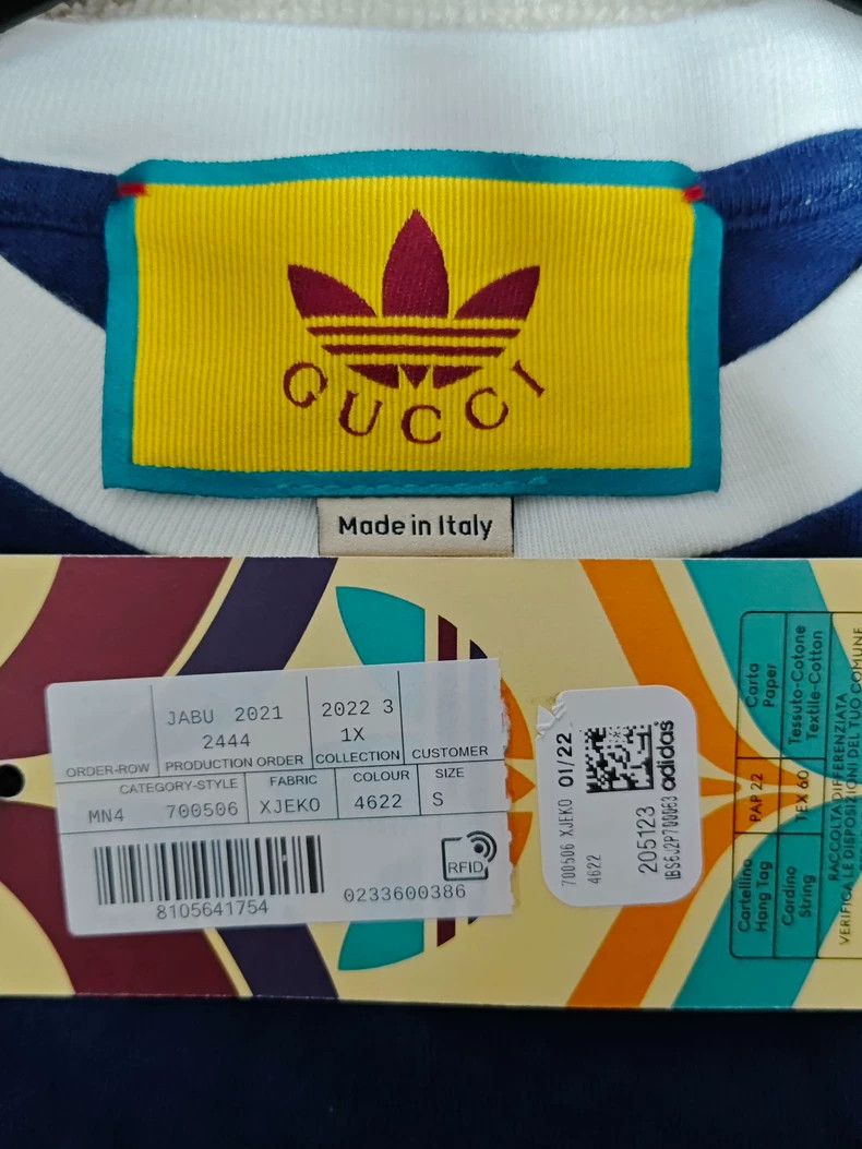 Gucci GucciAdidas originals SS22 Logo letter round neck striped l Size US S / EU 44-46 / 1 - 4 Thumbnail