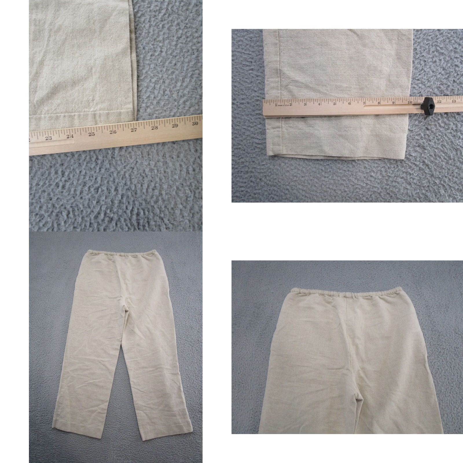 Liz Claiborne Liz Claiborne Beige Linen Blend Elastic Waist Pants Women Size 8 Wide-Leg Casual Travel Chino Size 30" / US 8 / IT 44 - 8 Thumbnail
