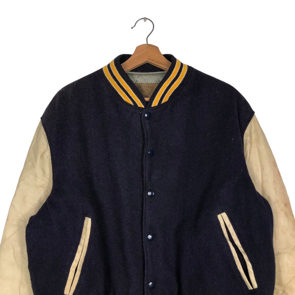 Golden Bear 🔥VINTAGE VARSITY LEATHER JACKET GOLDEN BEAR MADE IN USA Size US L / EU 52-54 / 3 - 5 Thumbnail