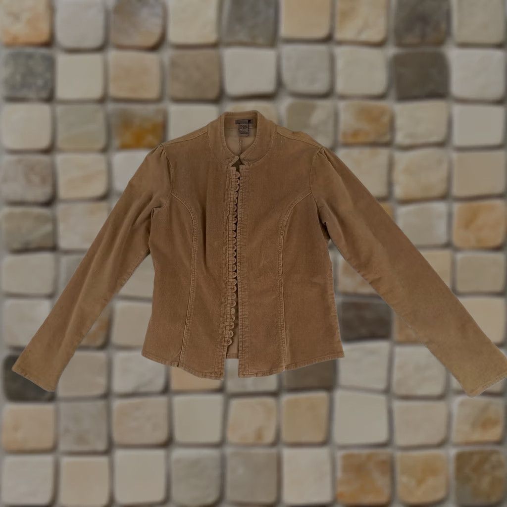 JCPenney Vintage Corduroy Cotton Tan Loop&Hook Button Woman Blazer Size L / US 10 / IT 46 - 1 Thumbnail