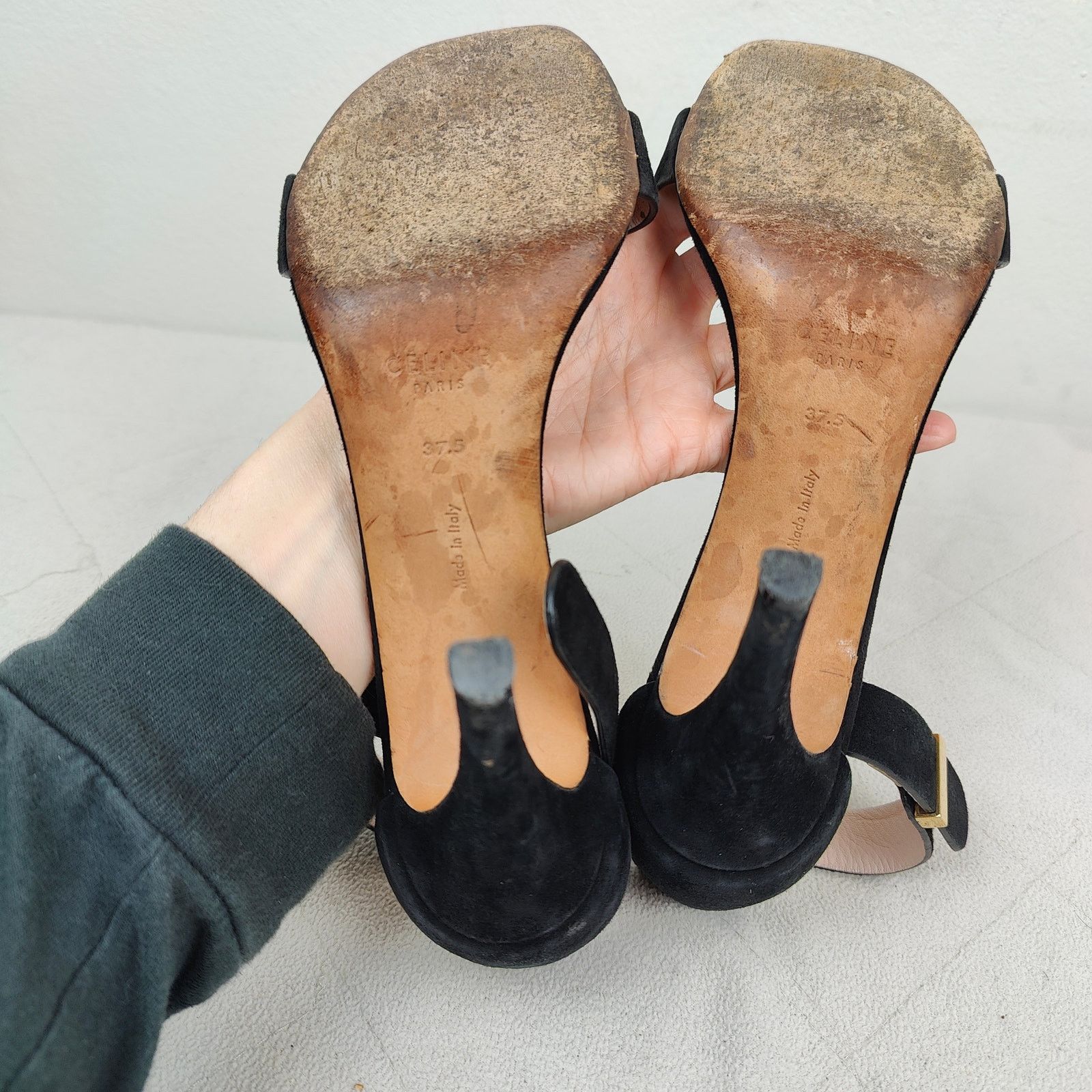 Celine Celine Suede Ankle Wrap Sandals Womens 7.5 37.5 Black Heels Size US 7.5 / IT 37.5 - 10 Thumbnail