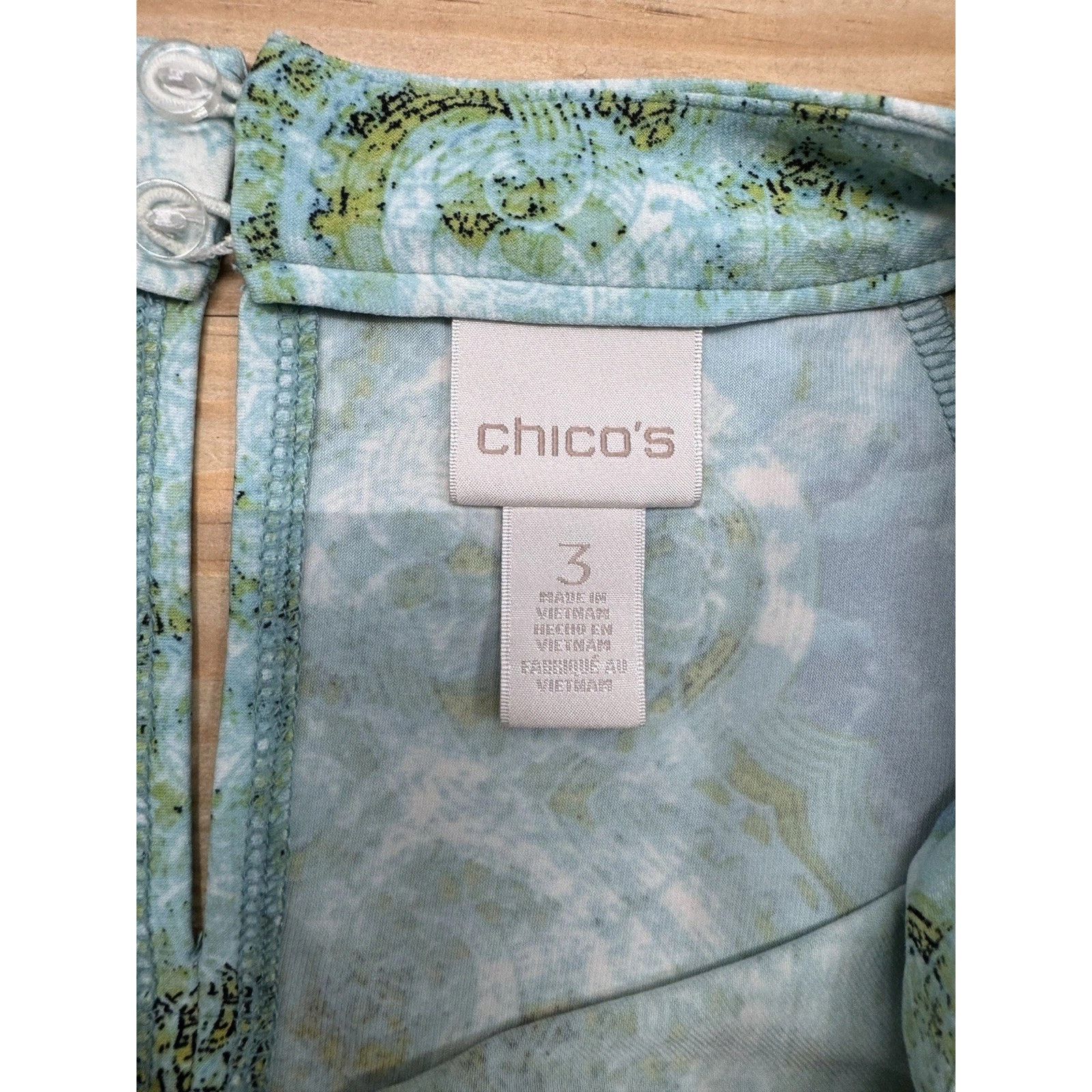 Chicos Chicos Cut Out Long Sleeves Beaded Dress Aqua Print Sz 3 XL Size XL / US 12-14 / IT 48-50 - 6 Thumbnail