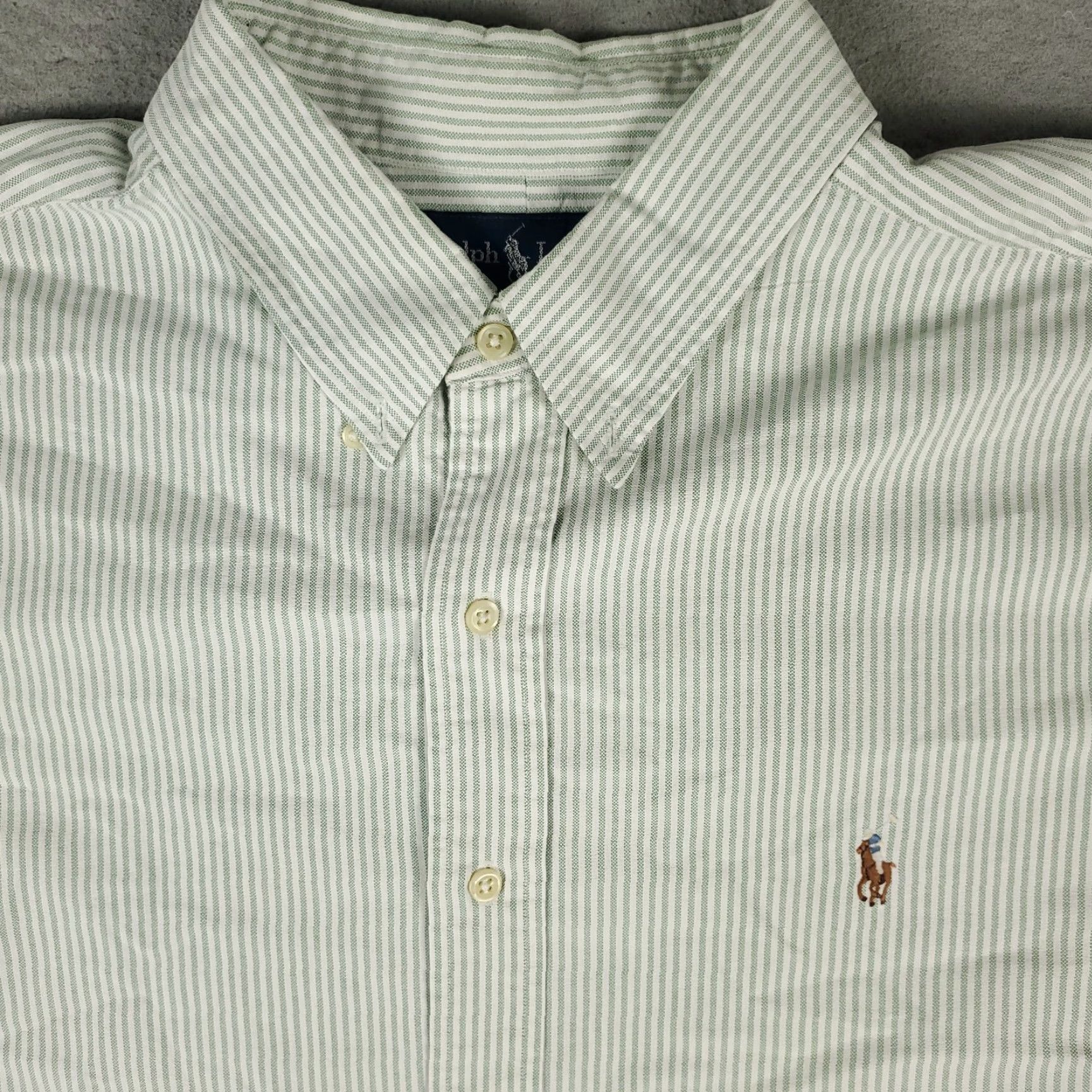 Ralph Lauren Ralph Lauren Shirt Mens 2XL Green White Striped Pony Button Up Long Sleeve Size US XXL / EU 58 / 5 - 2 Thumbnail