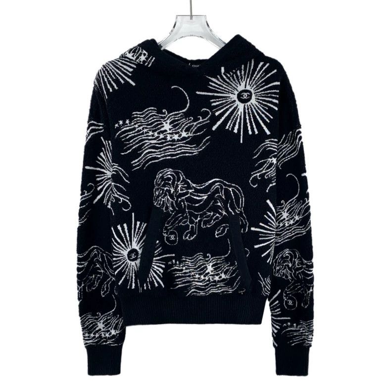 Chanel Chanel Black Lion Firework Knit Hoodie Size US S / EU 44-46 / 1 - 1 Thumbnail
