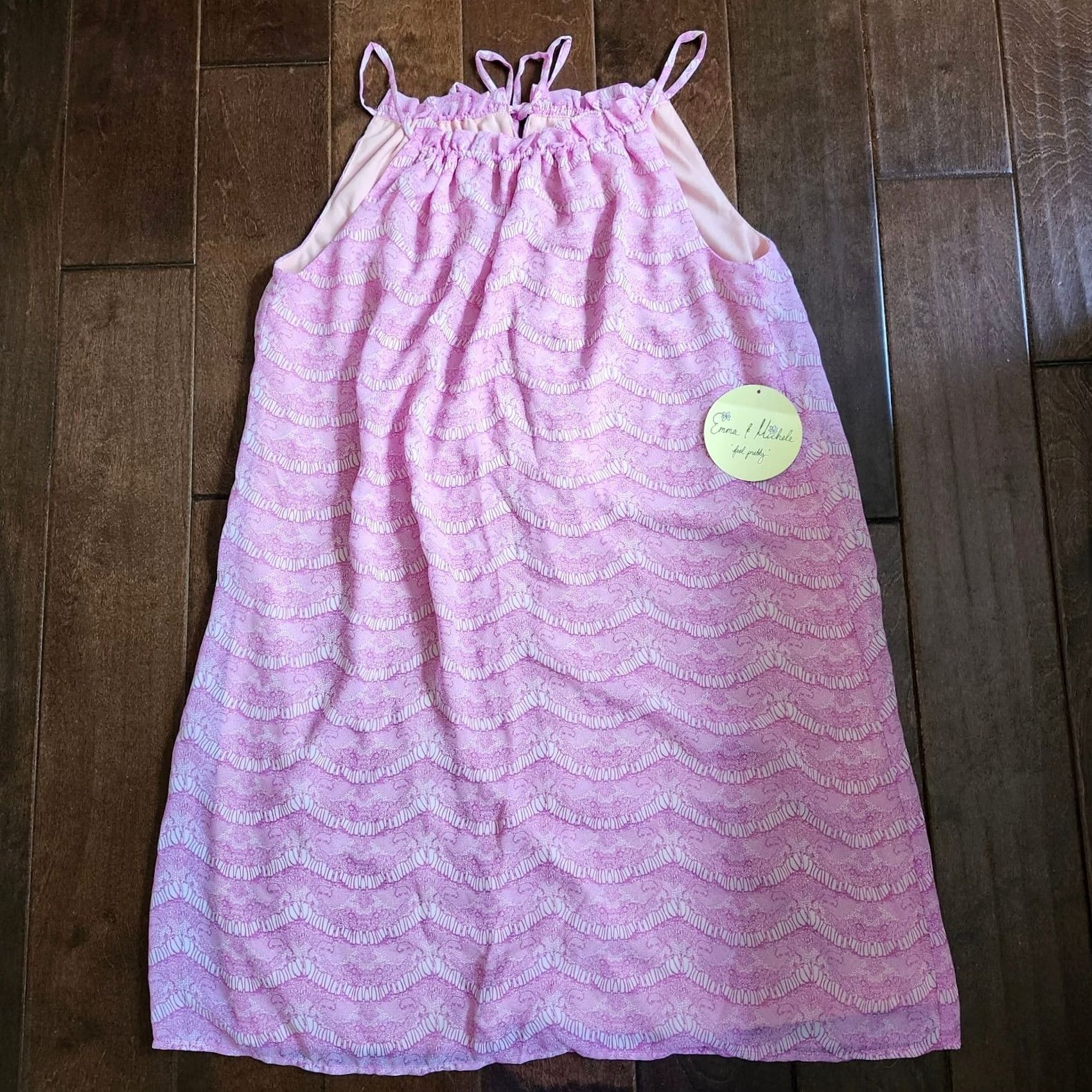 Vintage Emma & Michele Dress Women's Lilac Geometric Ruffle Neck Shift Preppy Sz 12 NWT Size XL / US 12-14 / IT 48-50 - 2 Thumbnail