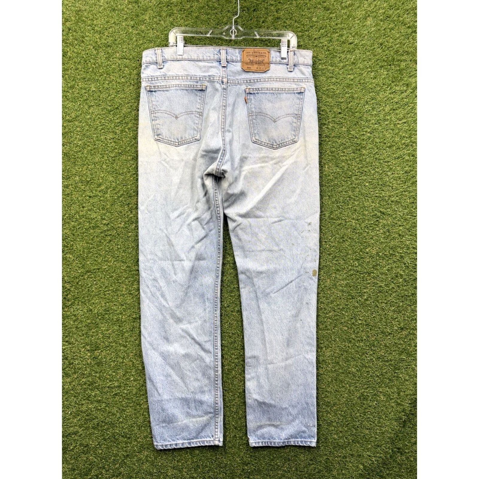 Levi's VINTAGE Levi's 505 Jeans Mens 38x32 Straight Orange Tab 90s USA Made Light Wash Blue Denim Jeans Mens DF Size US 38 / EU 54 - 2 Thumbnail