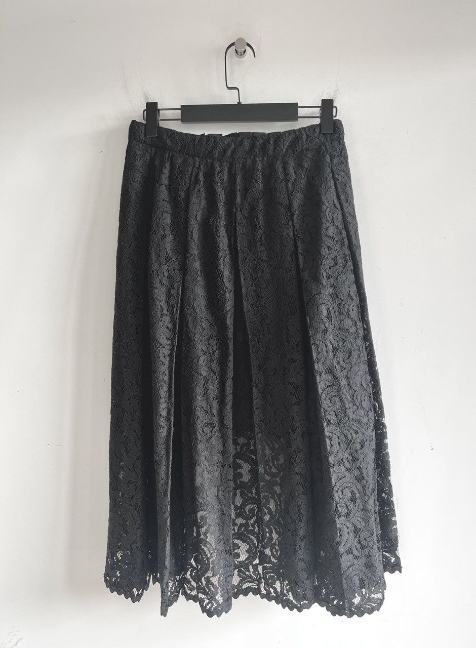 Sacai Sacai - Lace Pleated Apron Wrap Midi Skirts Black Navy Size 29" - 2 Thumbnail