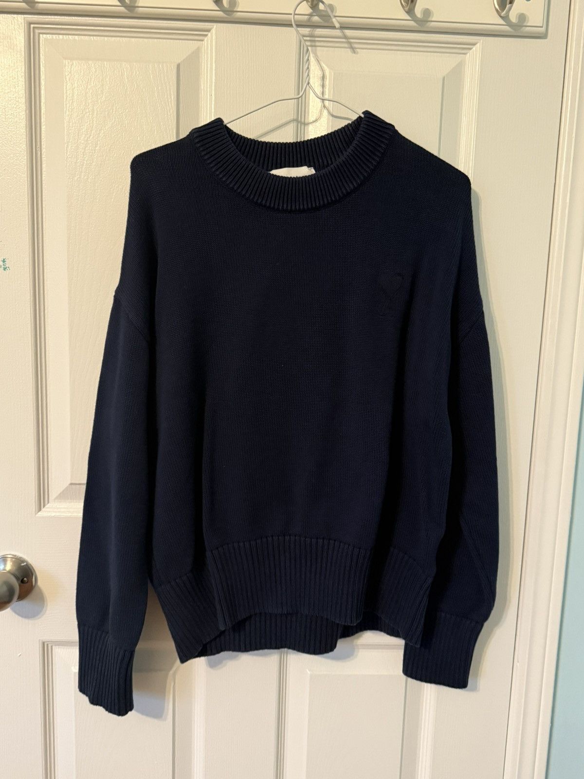 AMI Ami Paris navy de cœur knit sweater Size US S / EU 44-46 / 1 - 1 Thumbnail
