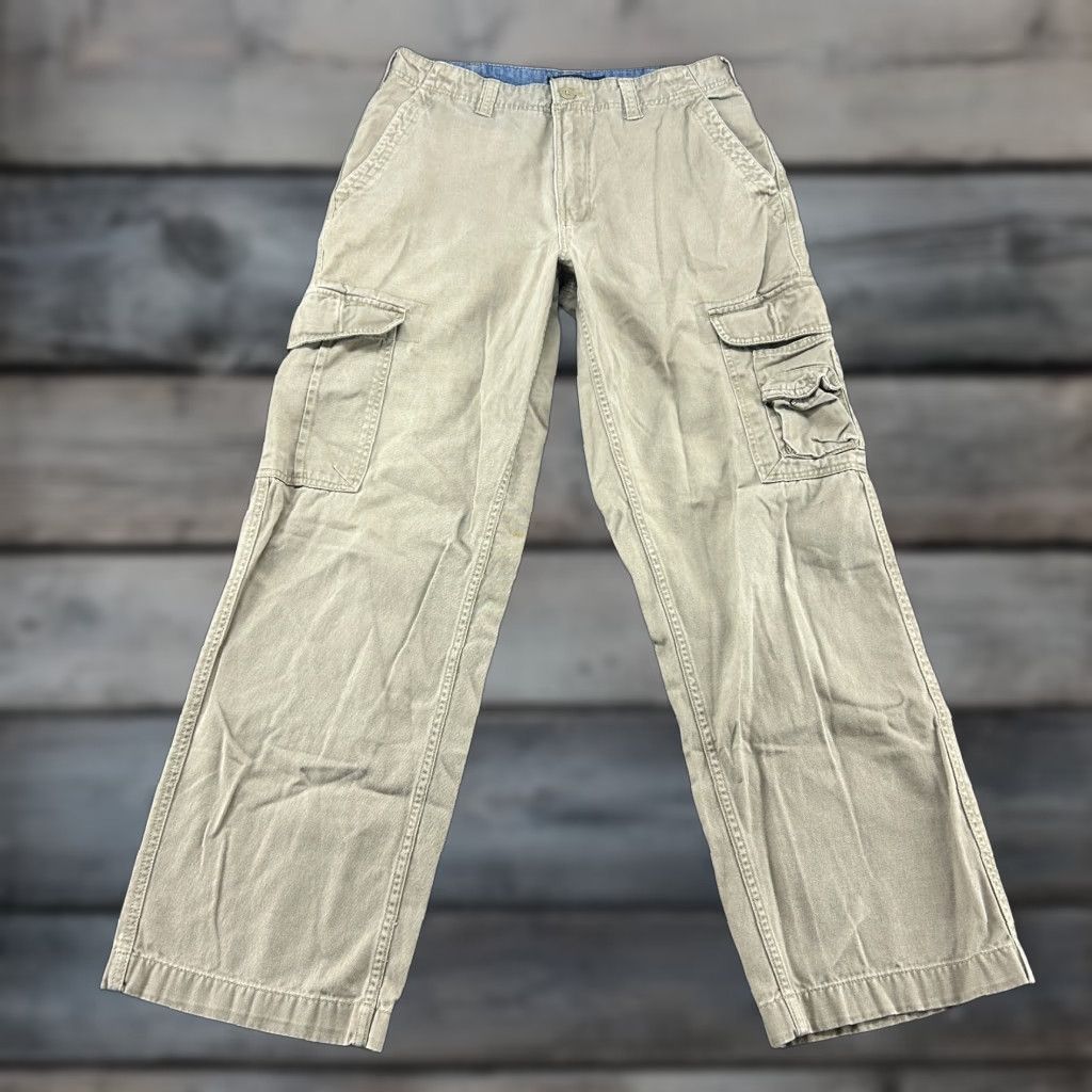 Faded Glory VINTAGE Faded Glory Pants Mens 30x32 Beige Cargo Baggy Paratrooper Skater Y2K 30 Regular Beige Cotton Canvas Army Mens Pants Size US 30 / EU 46 - 1 Thumbnail