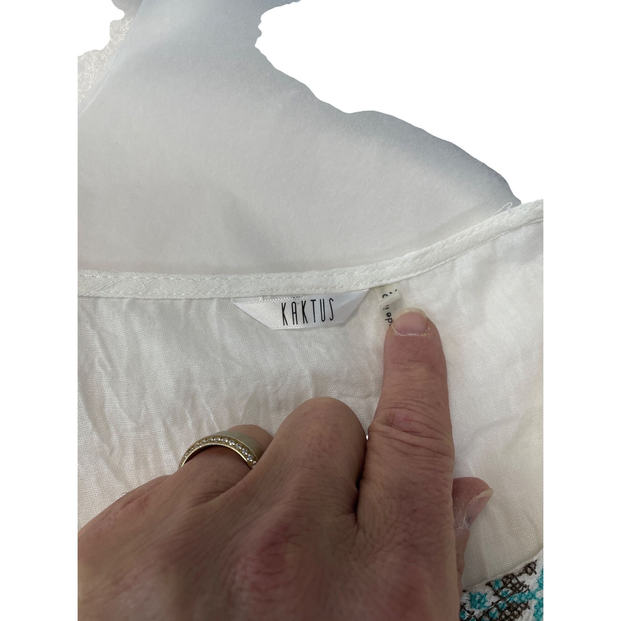 Other Kaktus womans embroided white blue boho tunic fairy bell sle Size M / US 6-8 / IT 42-44 - 6 Thumbnail