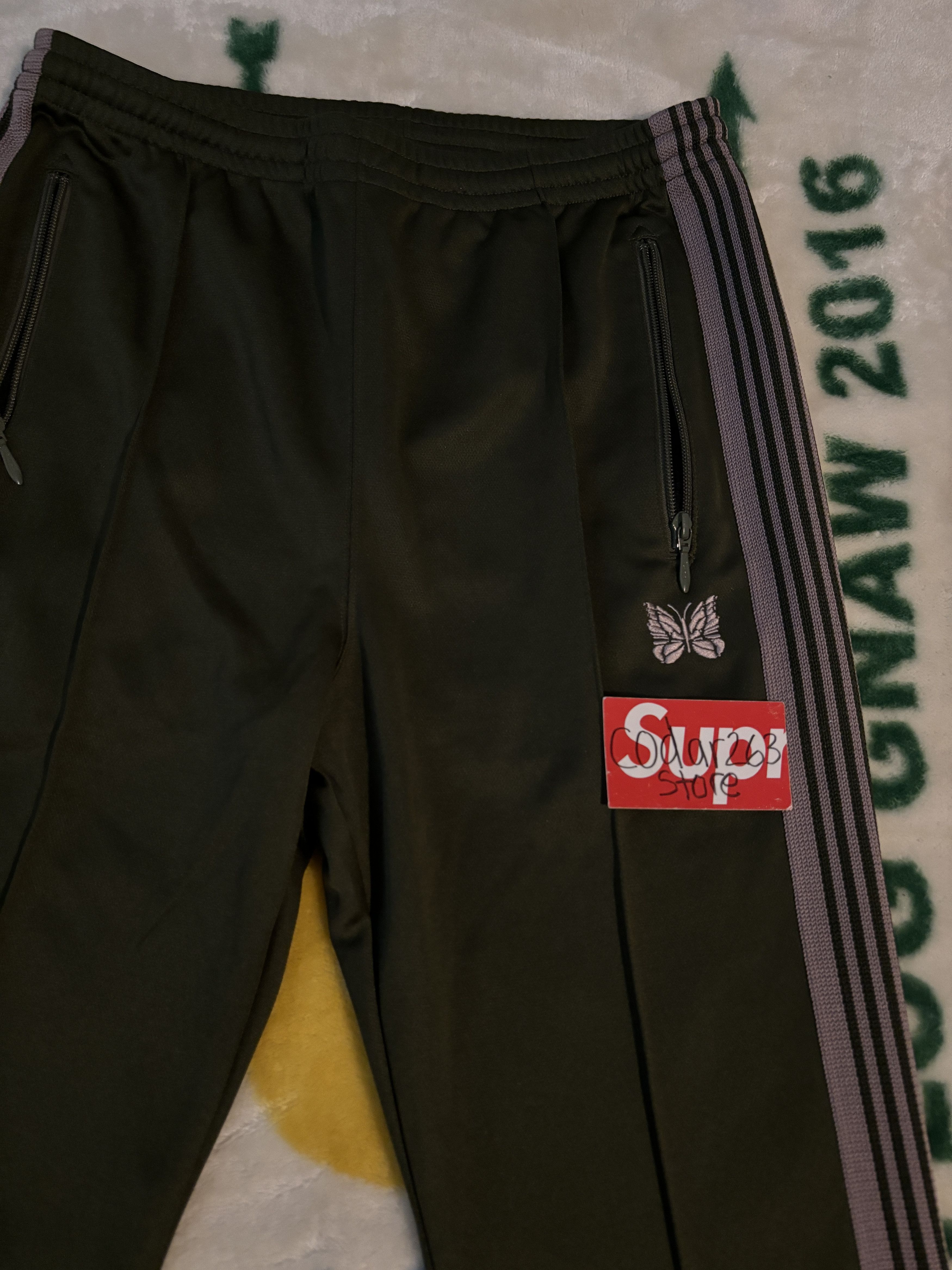 Needles Needles Poly Smooth Narrow Track Pants Olive Green Trackpant Size US 30 / EU 46 - 2 Thumbnail