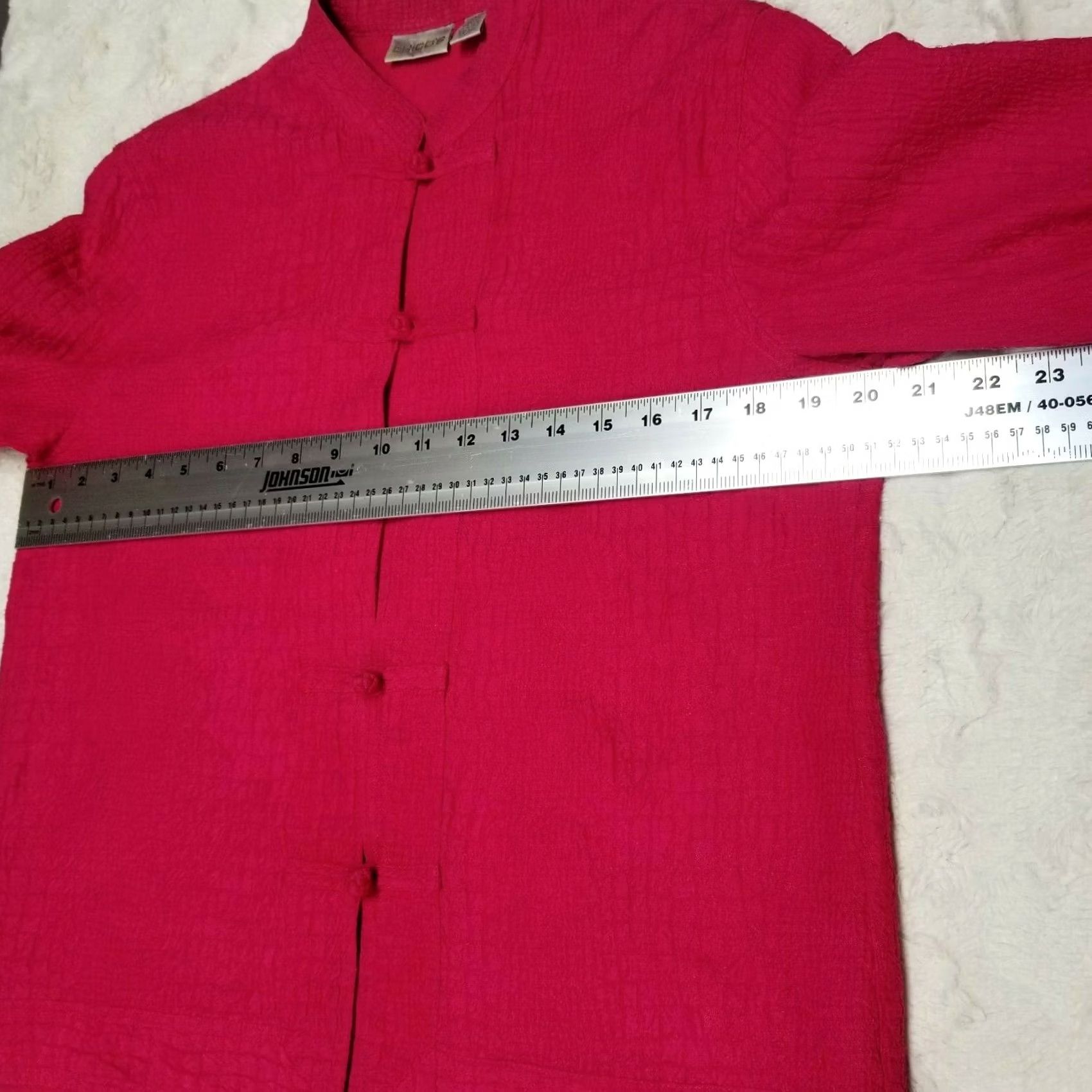 Vintage Chico's Jacket Womens Size 0 Pink 100% Silk Embroidered Crinkle Chinese Blazer Size XS / US 0-2 / IT 36-38 - 3 Thumbnail