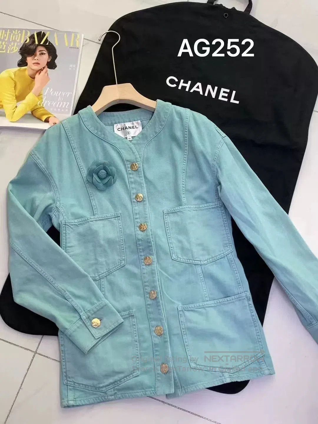 Chanel Chanel Camellia Denim Jacket with Brooch. Size S / US 4 / IT 40 - 1 Thumbnail