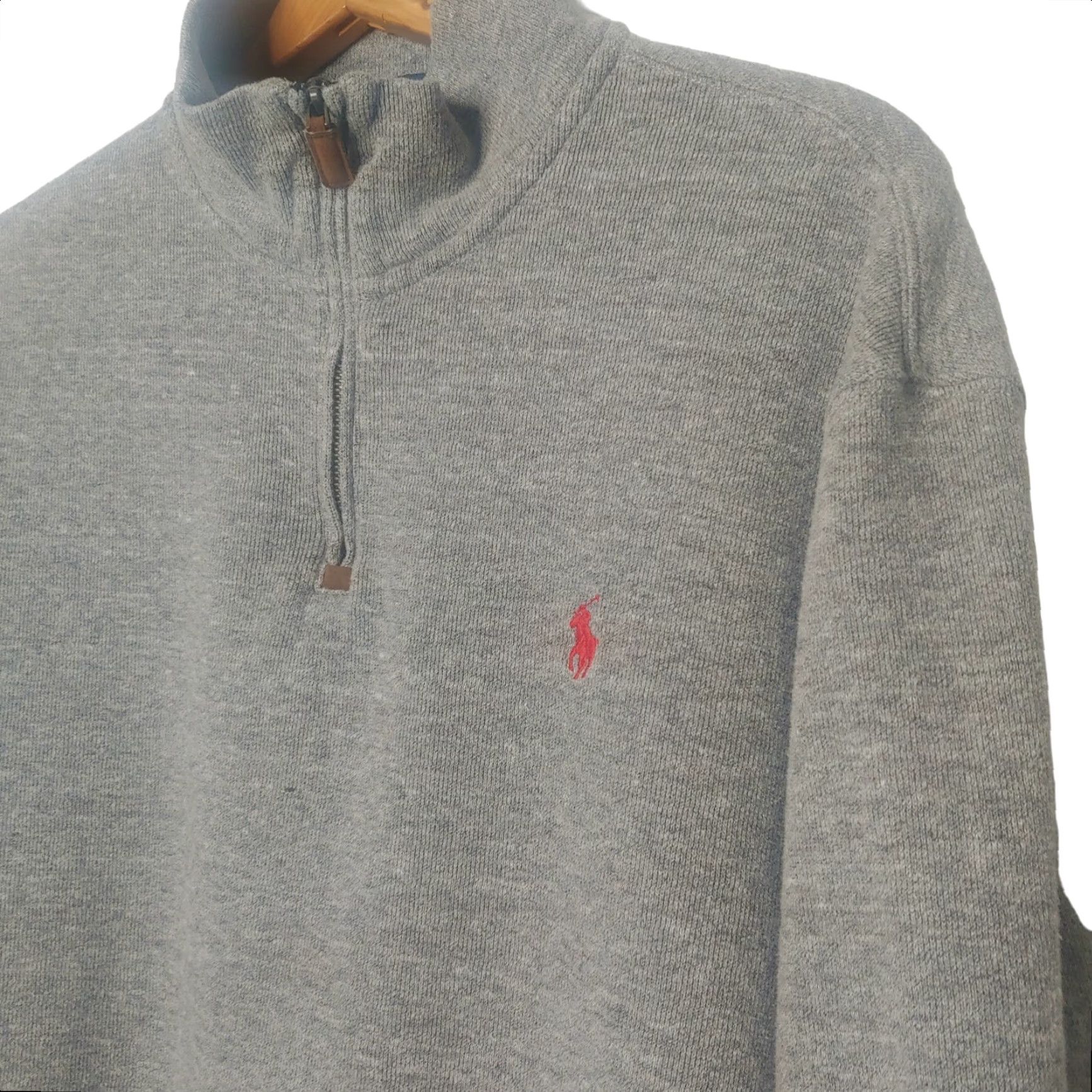 Polo Ralph Lauren Polo Ralph Lauren Shirt Men XL Long Sleeve Gray Ribbed Knit Red Pony 1/4 Zip Size US XL / EU 56 / 4 - 2 Thumbnail