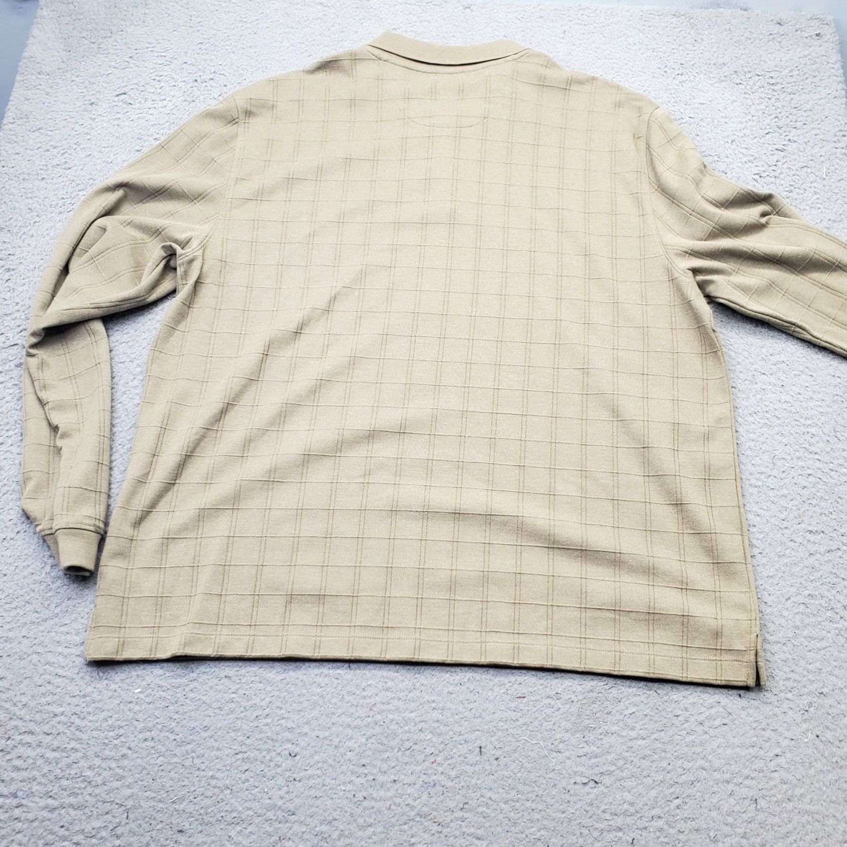 Van Heusen Van Heusen Mens XXL Tan Self Check Raglan Sleeve Collared Popover Polo Sweater Size US XXL / EU 58 / 5 - 2 Thumbnail