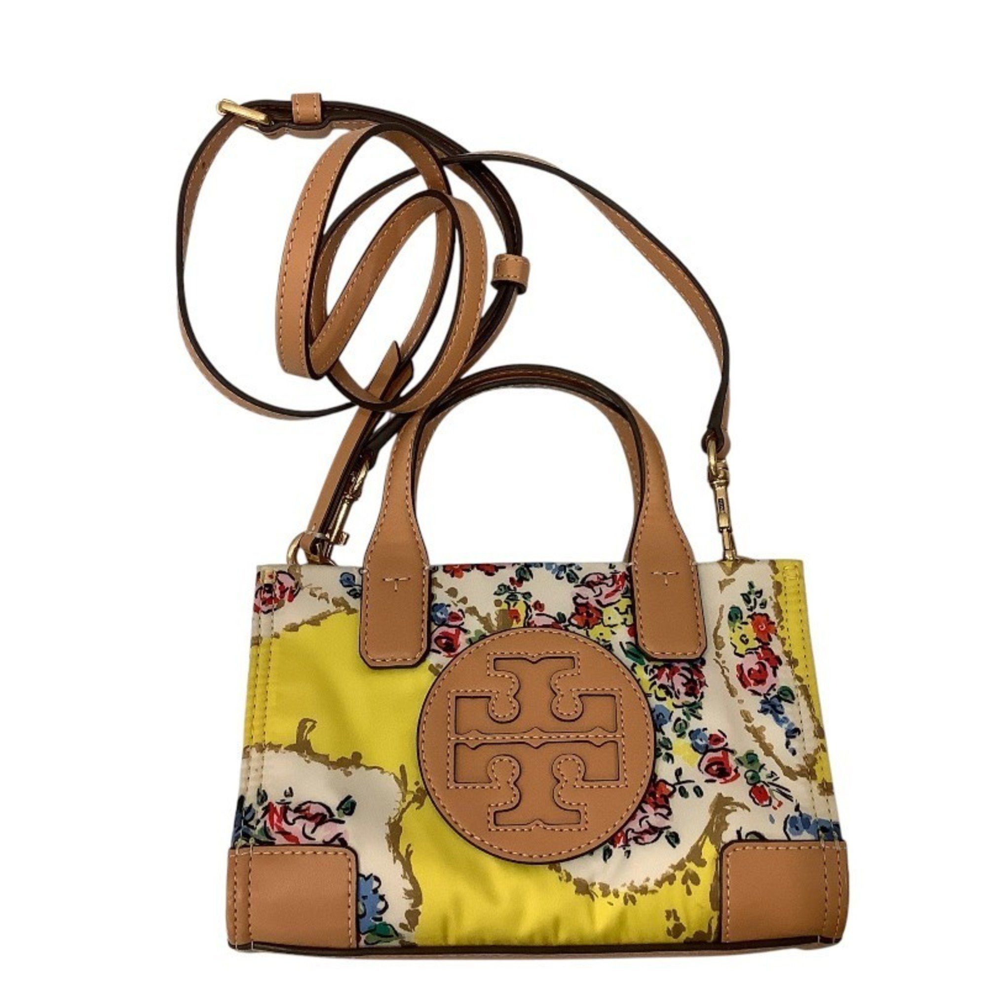 TORY BURCH Ella Micro Tote Bag 77291 Floral Flower Print Yellow