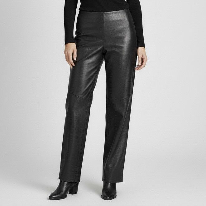 Danier Vintage Danier Black Leather Lined High Rise Straight Pants Size 32" / US 10 / IT 46 - 1 Thumbnail