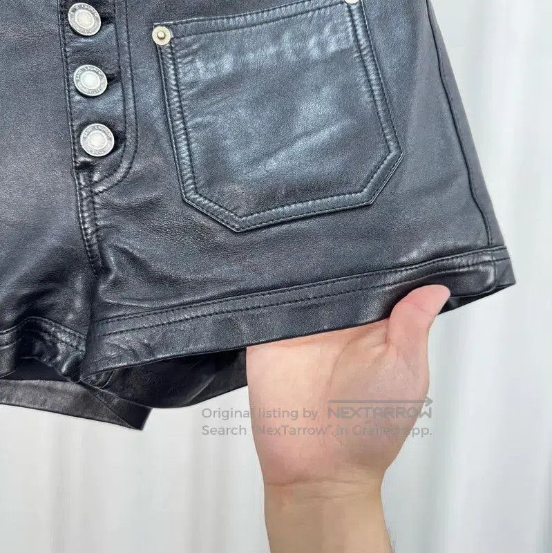 Yves Saint Laurent YSL Black Leather Summer Shorts for Women . Size 22" - 4 Thumbnail