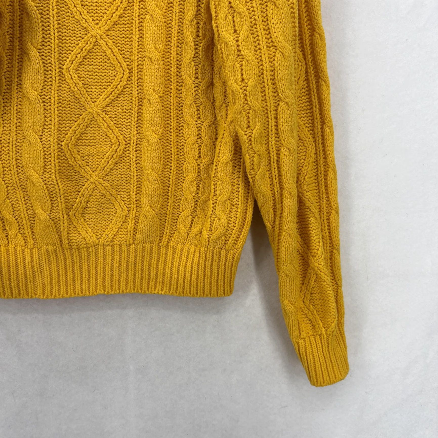 Arrow VINTAGE Shelter Bay by Arrow Sweater Mens Medium Yellow Cable-Knit Crew Neck 90s Fisherman Lightweight Knit Pullover Casual Size US M / EU 48-50 / 2 - 3 Thumbnail