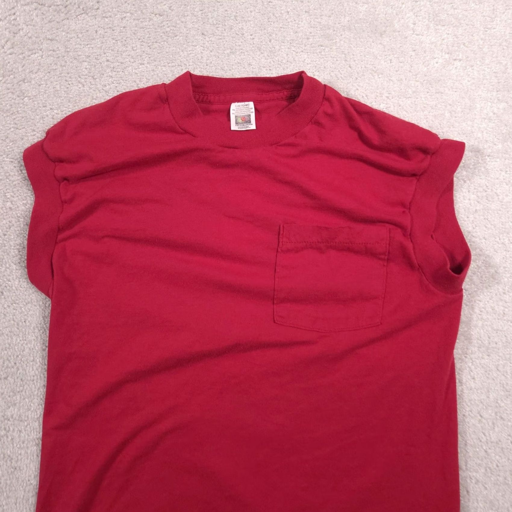 Fruit Of The Loom Fruit Of The Loom Shirt Mens Large Red Pocket Sleeveless Cutoff Tee Crewneck Size US L / EU 52-54 / 3 - 3 Thumbnail