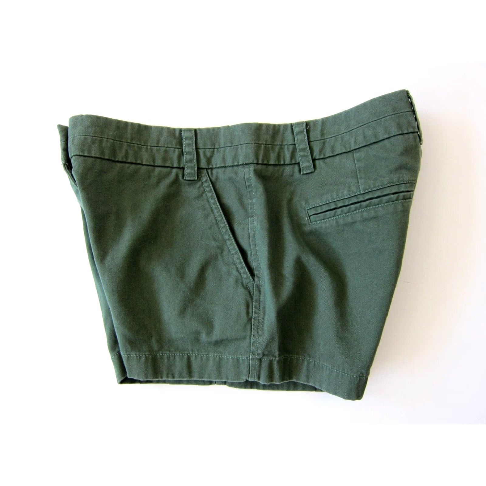 J.Crew J.Crew Army Green 100% Cotton Flat Front Pocket Chino Shorts Women Size 2 Size 26" / US 2 / IT 38 - 4 Thumbnail