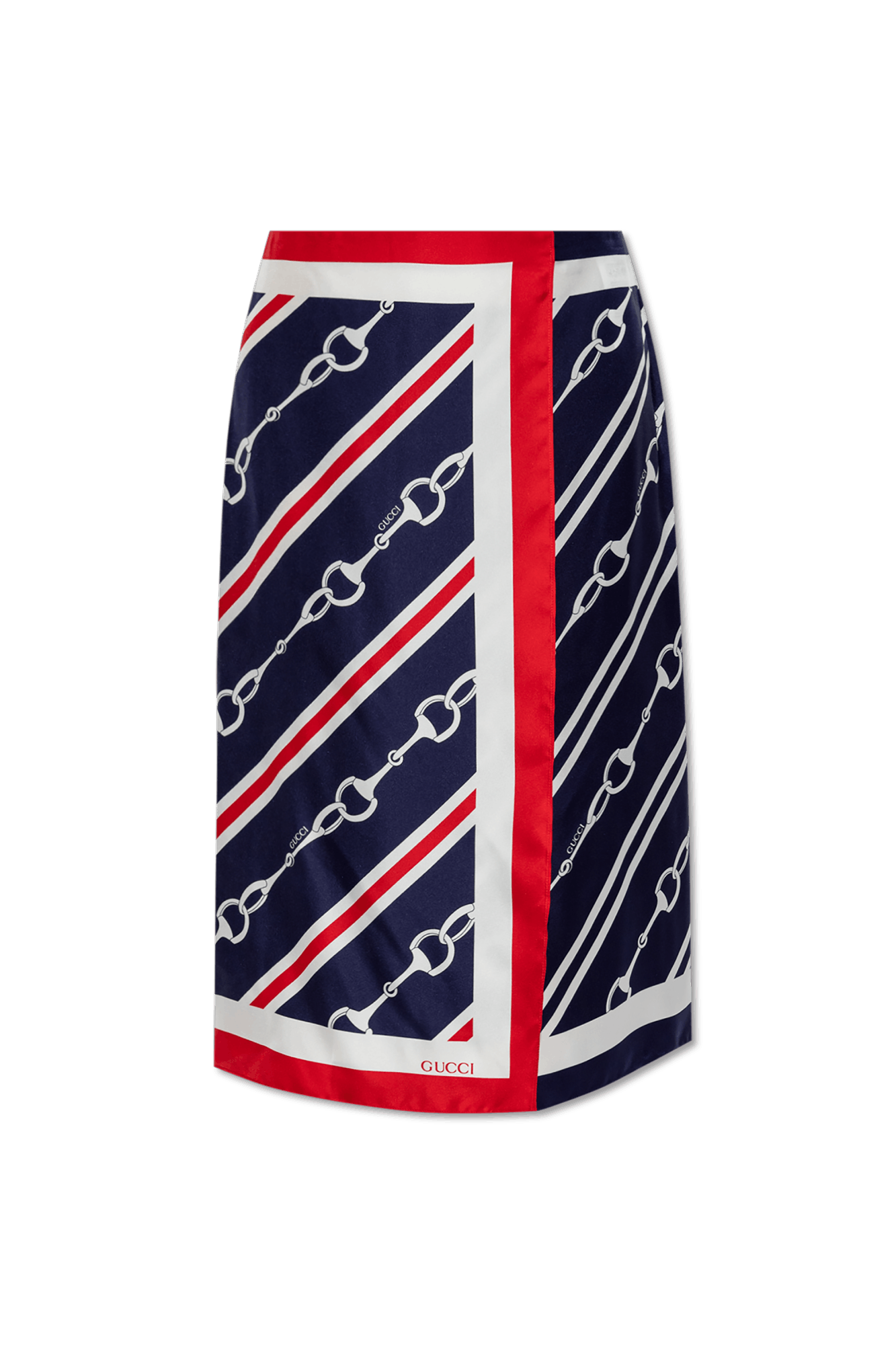 Gucci o1la5ras0526 Horsebit Print Silk Twill Skirt in Multicolor Size 26" / US 2 / IT 38 - 1 Thumbnail