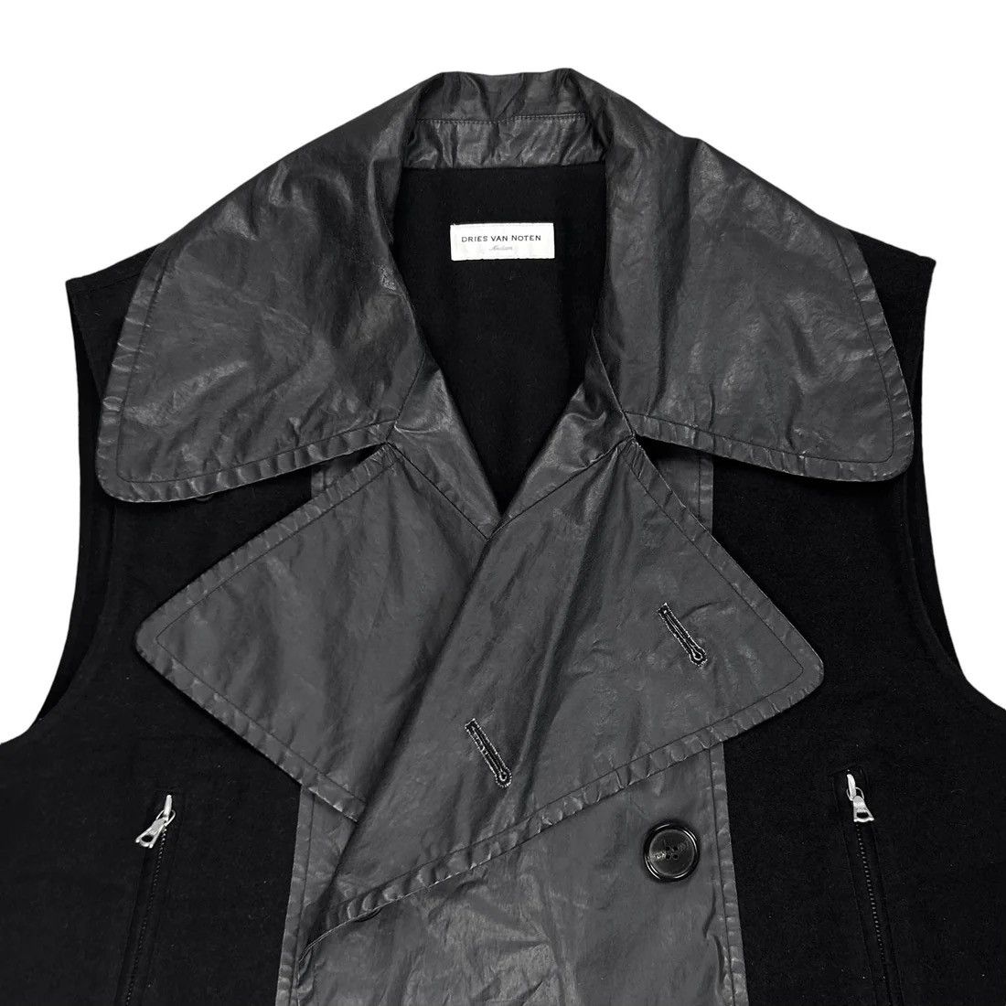 Dries Van Noten Dries Van Noten Double Breasted Waxed Panel Wool Vest Size US M / EU 48-50 / 2 - 4 Thumbnail