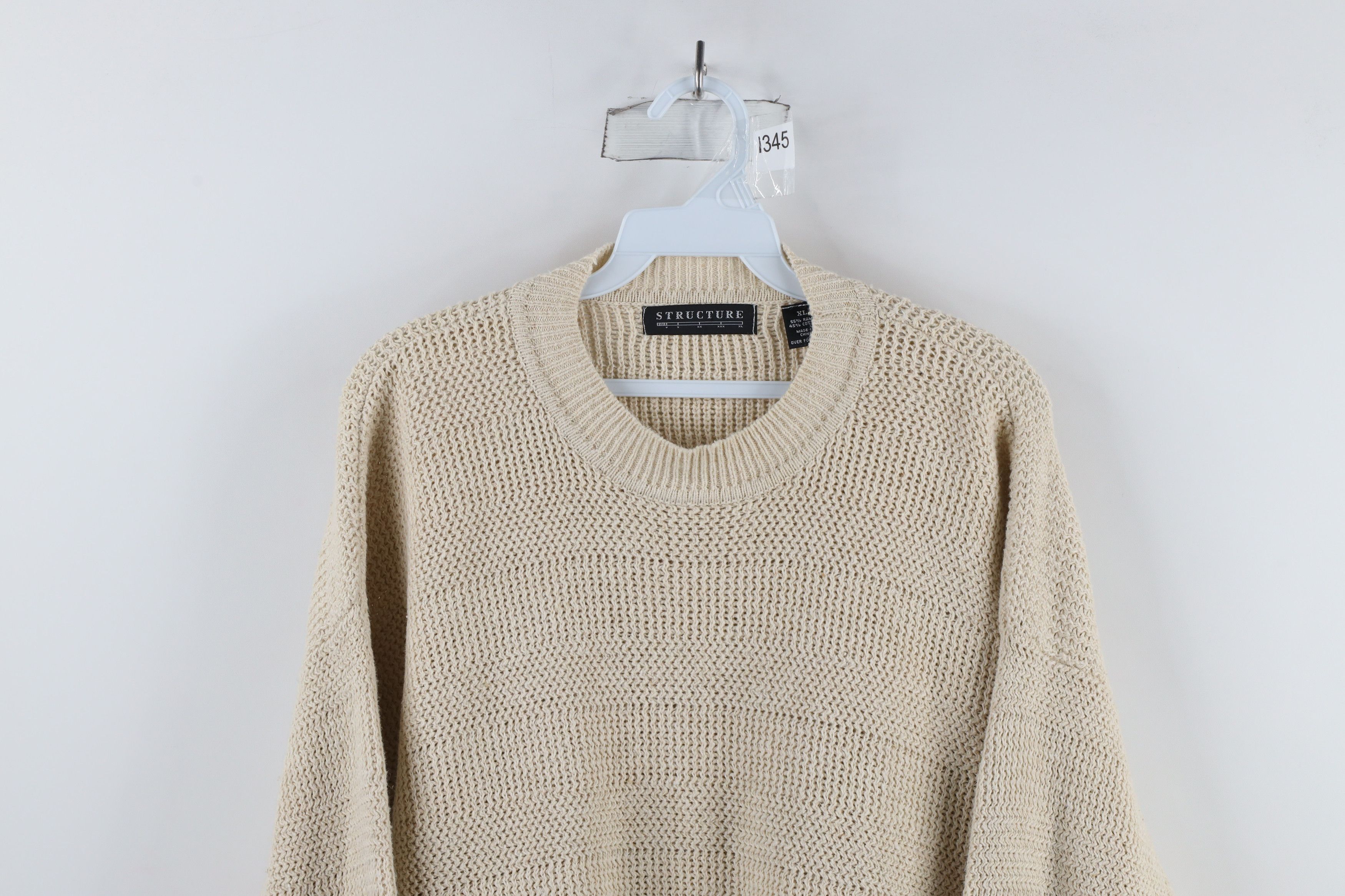 Vintage Vintage 90s Streetwear Blank Wavy Knit Sweater Beige Size US XL / EU 56 / 4 - 2 Thumbnail
